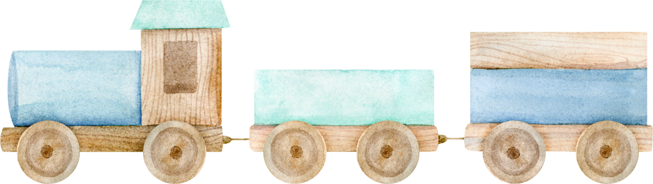 Watercolor Baby's Toy Wooden Train